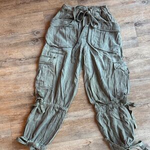Free People Sage Green Bow Tie Pants